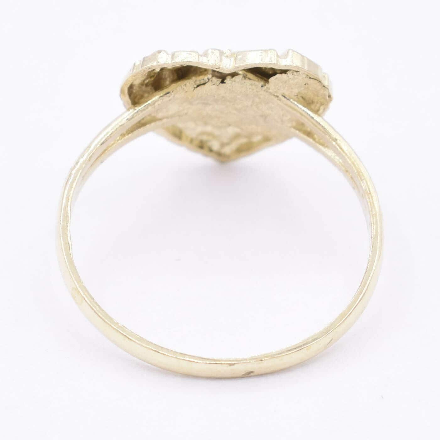 1/2&quot; Women&#39;s Textured Heart Shaped Nugget Ring Real Solid 10K Yellow Gold Size 7
