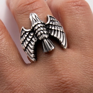 Mens Flying Eagle Wings Bikers Ring Real 925 Sterling Silver Sizes 9-11