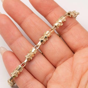 6mm Barrel Link Nugget Bracelet 10K Yellow Gold 7.75&quot;
