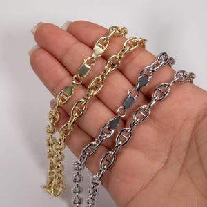 7mm Puffed Mariner Anchor Link Chain Necklace Sterling Silver 925 Italy ALL SIZES