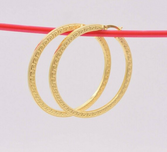 1 3/8" 35mm Graduated Diamond Cut Hoop Earrings – Yellow Gold-Plated Sterling Silver 925
