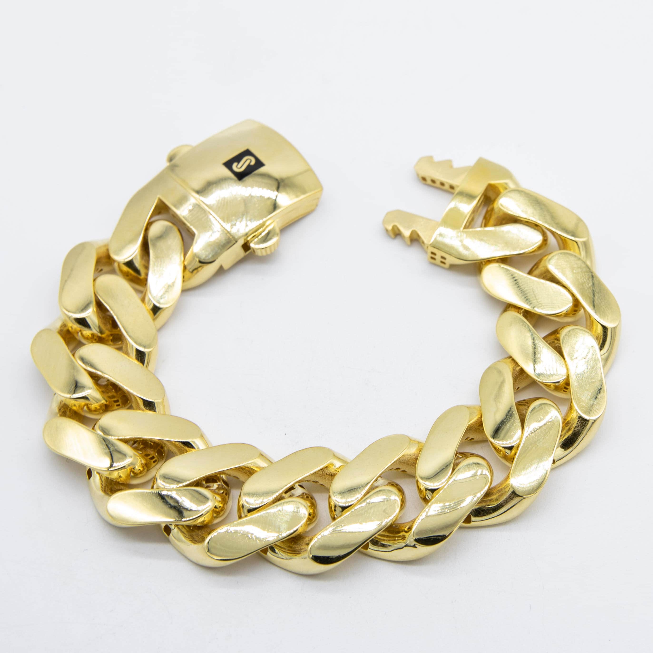 24mm Miami Cuban Royal Link Plain Box Clasp Bracelet Real