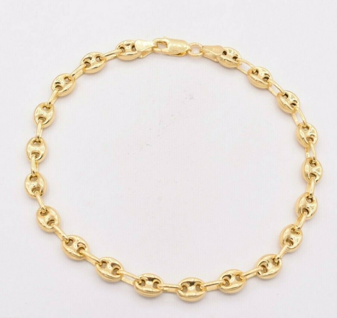 6mm Puffed Anchor Mariner Ankle Bracelet 14K Yellow Gold Clad | Etsy