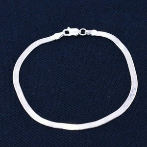 3mm Flexible Herringbone Chain Bracelet Real Sterling Silver 925 Italy