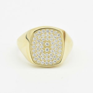 Men&#39;s Large CZ Signet Ring Real Solid 10K Yellow Gold ALL SIZES