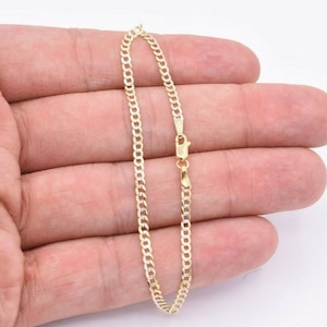 2.5mm Miami Curb Cuban Chain 2-Tone Solid Bracelet Real 10K ALL Yellow Gold 7&quot;