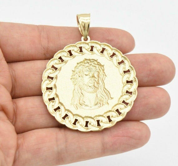 Ciondolo Testa Di Ges&ugrave; In Oro Giallo 10k &ndash; Con Zirconi &ndash; Bicolore 2,75 G