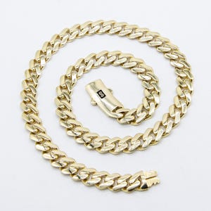 9mm Mens Miami Cuban Link Chain Necklace Box Clasp Real 10K Yellow Gold