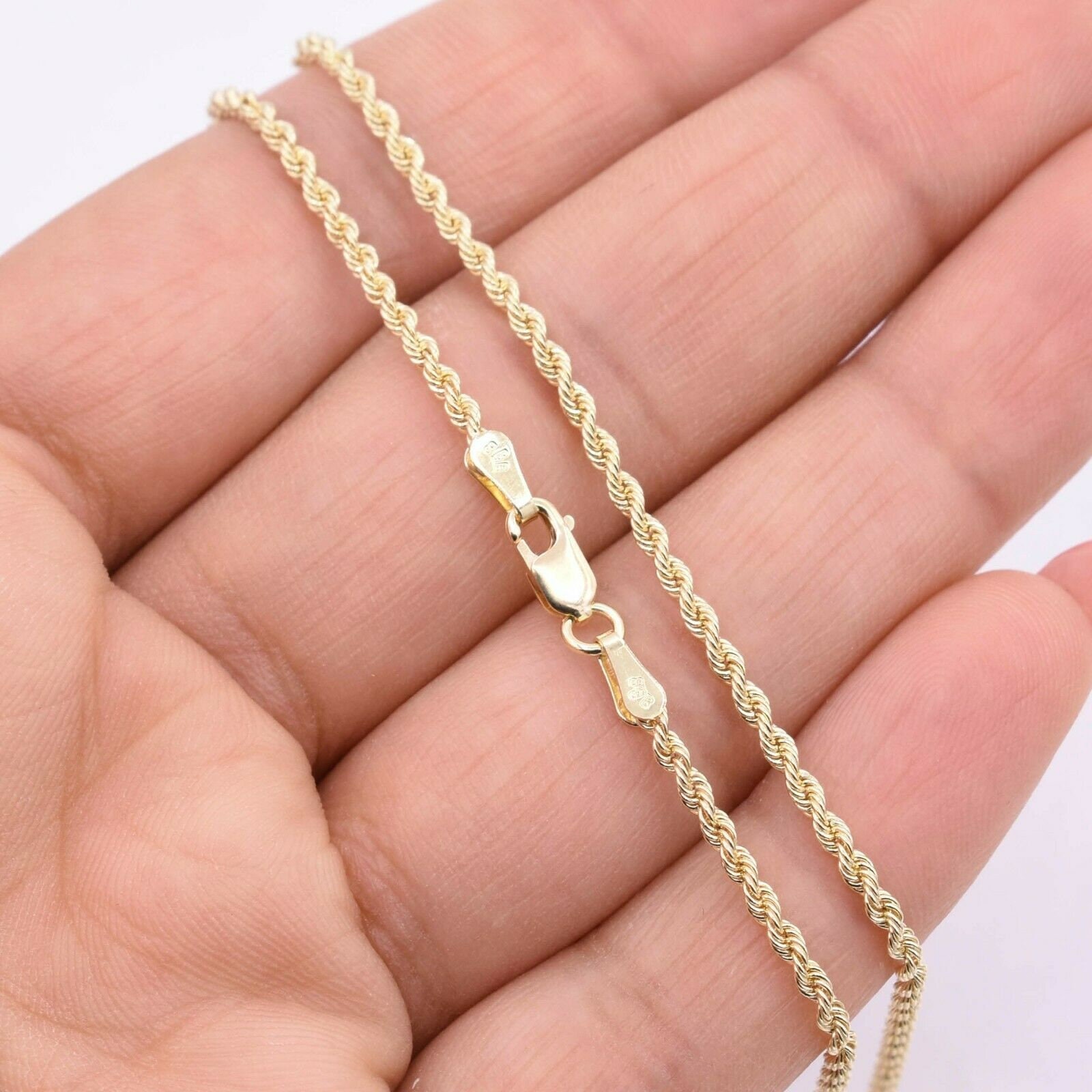 1.8 mm ツイストロープチェーンネックレス 本物の 10K イエロー