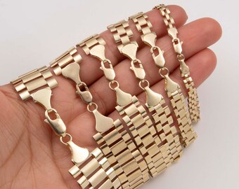 Rlx Railroad Reversible Chain Bracelet Real 10K Yellow Gold All