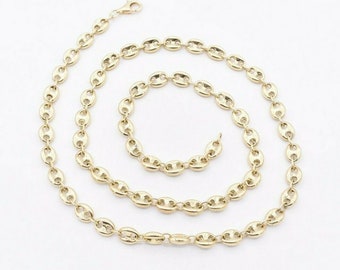 6 mm Puffed Mariner Anker Gliederhalskette Echt 14K Gelbgold Alle Größen