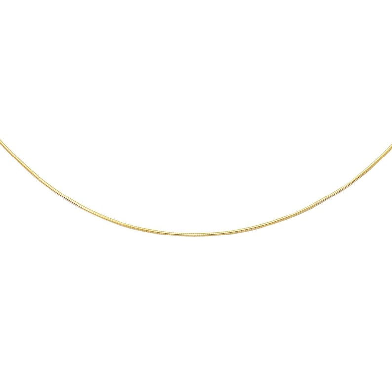 1.5mm Round Omega Chain Necklace Real Solid 14K Yellow Gold Etsy