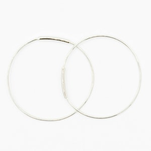 25mm Endless Wire Hoop Earrings Real 14K White Gold
