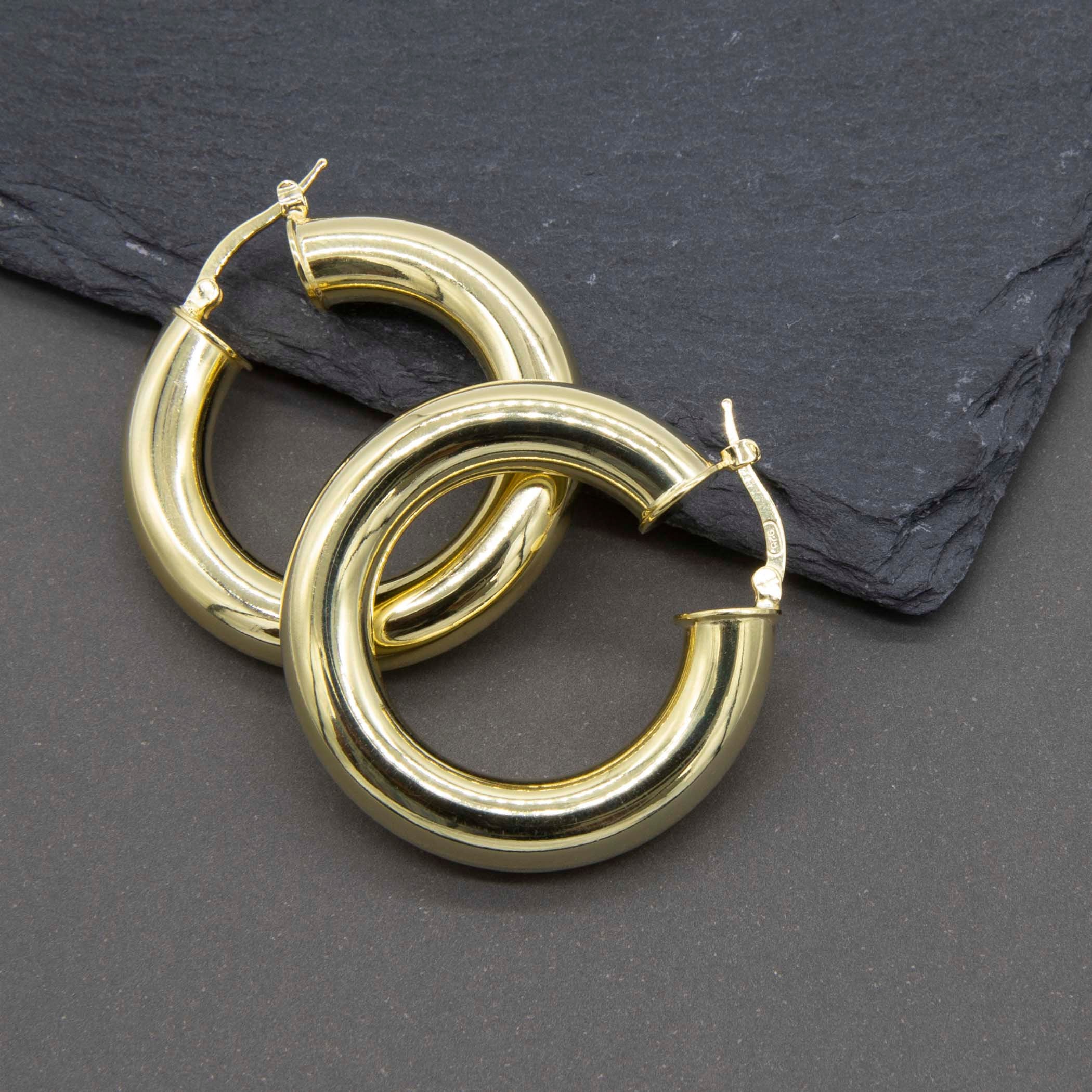 Orecchini A Cerchio In Oro 40 Mm, Metallo, Senza Pietra, Metallo, Senza Pietra : Philip Jones - Foto 4