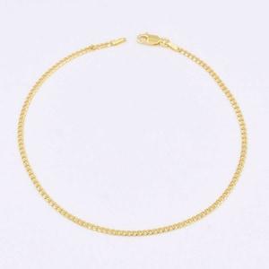 2mm Miami Cuban Curb Link Ankle Anklet 14K Yellow Gold Clad Silver 925 10&quot;