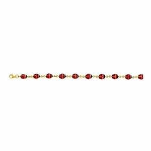 7&quot; Polished Lady Bug Bracelet Real 14K Yellow Gold 3.0gr