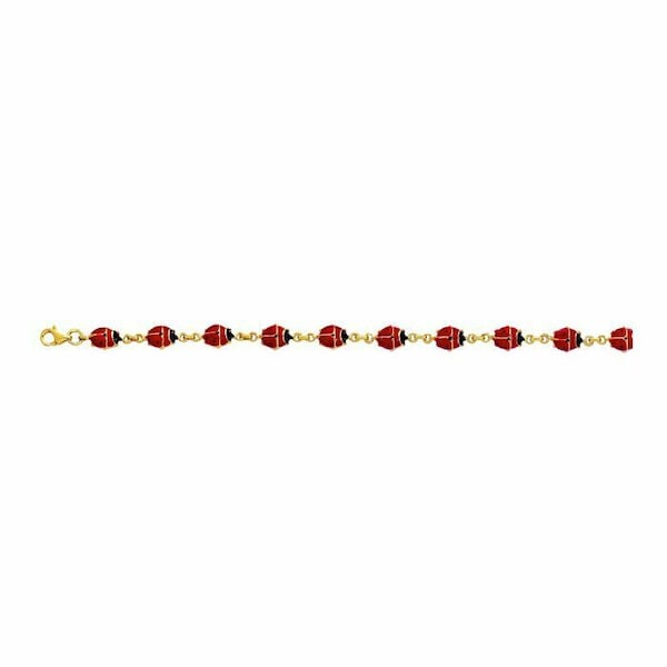 Gepolijste armband lieveheersbeestje 7" echt 14 kt geelgoud 3,0 gr