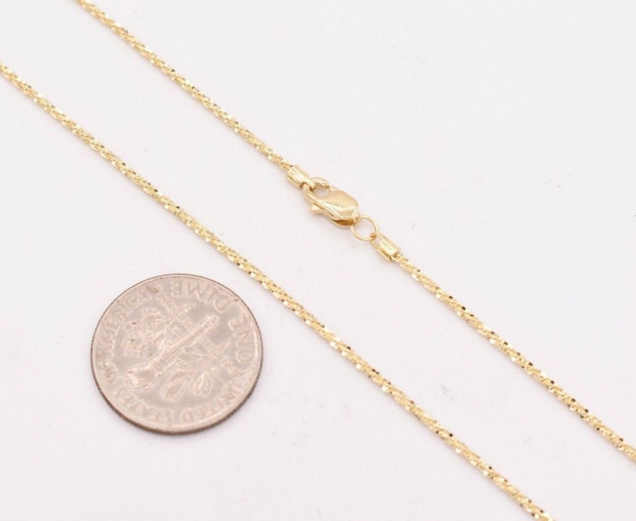 1.10 mm ロックスパークルツイストチェーンネックレス 本物のソリッド