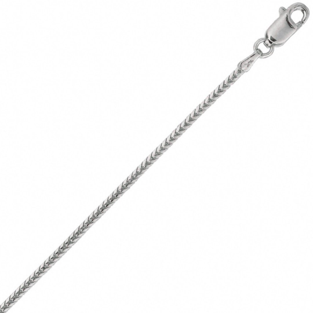 Franco Wheat Chain Necklace Real 14K White Gold
