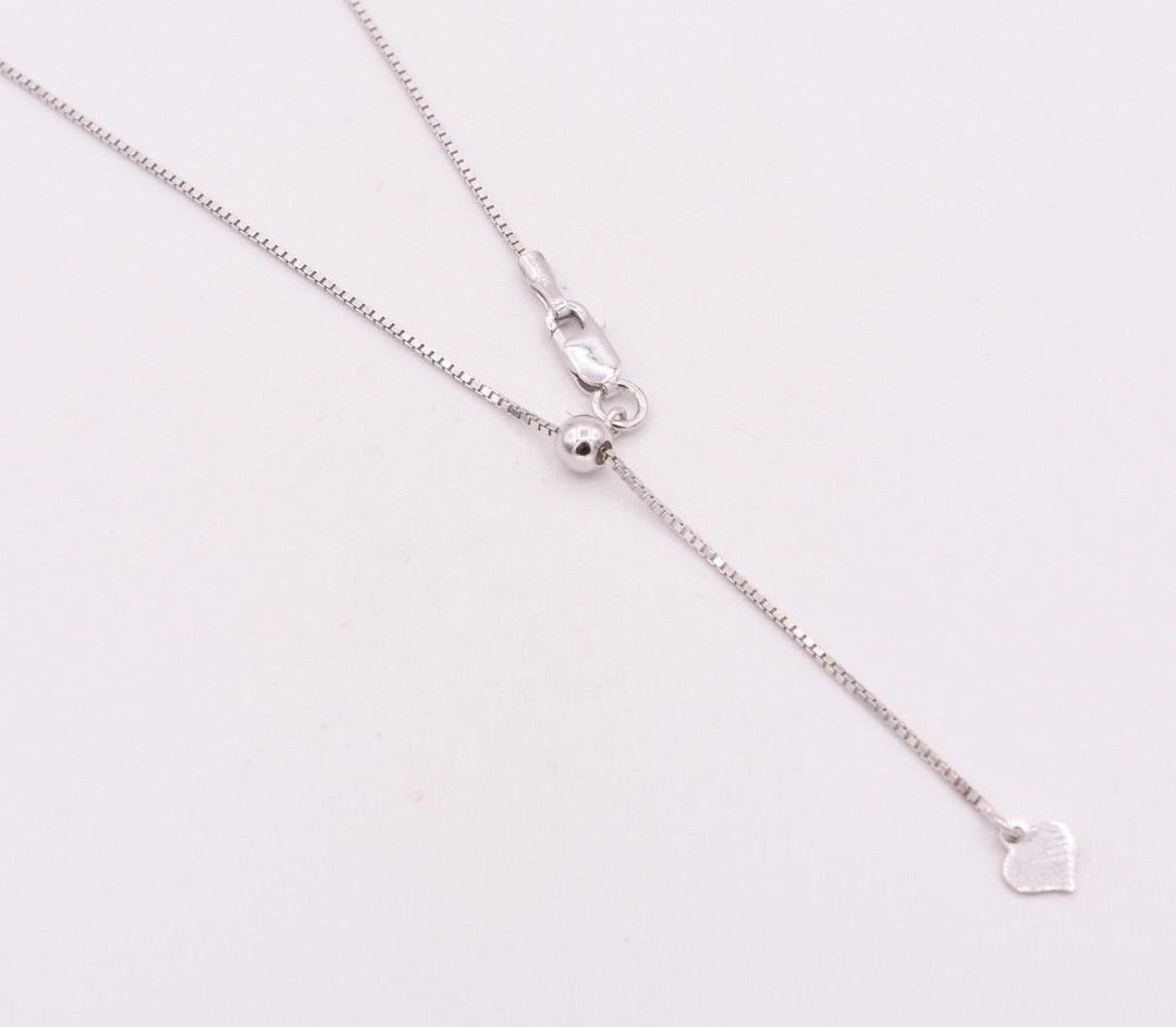 0.80mm Adjustable Box Chain Necklace 14K White Gold Clad Silver 925 - Etsy