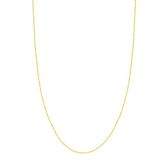14K Yellow Gold 1.15MM Diamond-Cut Rope Link Chain Necklace