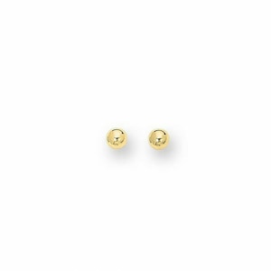 3mm Polished Post Stud Earrings Real 14K Yellow Gold