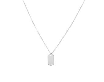 White Gold Dog Tag - Etsy