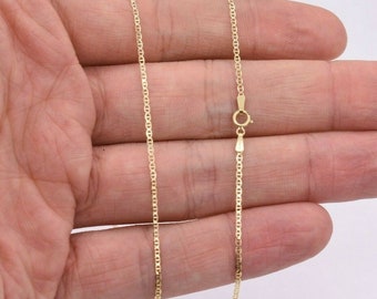 1.4mm Mariner Anchor Link Necklace Chain Real 10K Yellow Gold 22"