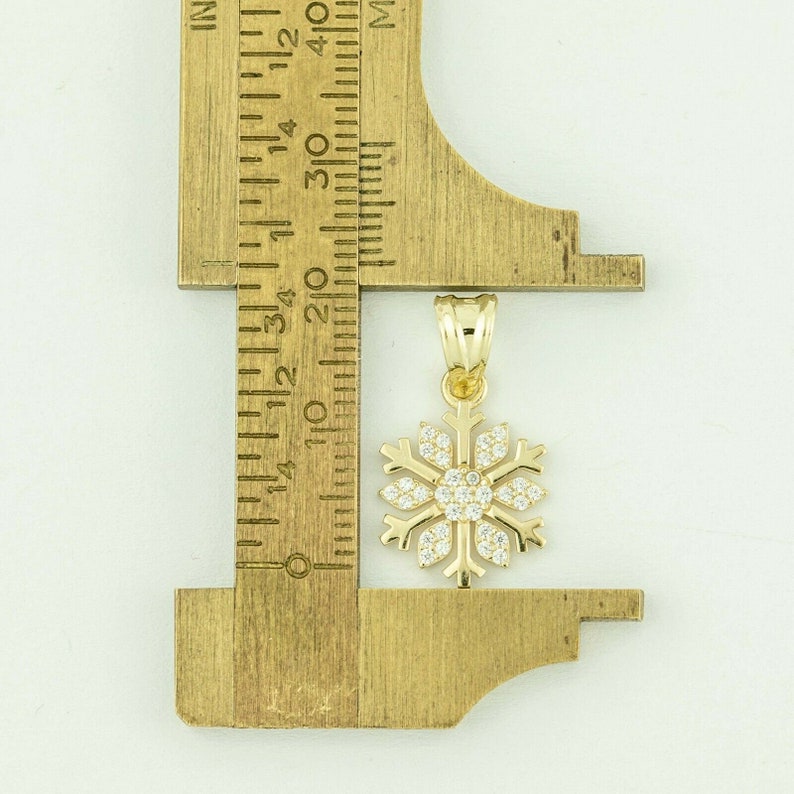 Snowflakes CZ Charm Pendant Real Solid 10K Yellow Gold 1