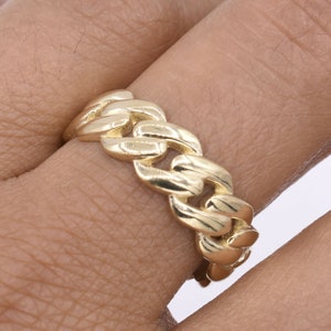 7.5mm Miami Cuban Link Ring 10K Yellow Gold ALL SIZES