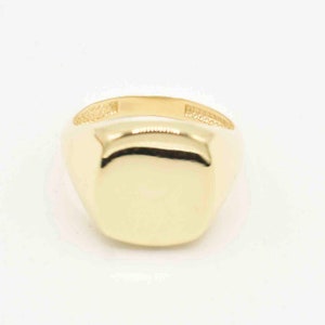 Large Shiny Signet Ring Real Solid 14K Yellow Gold All Sizes