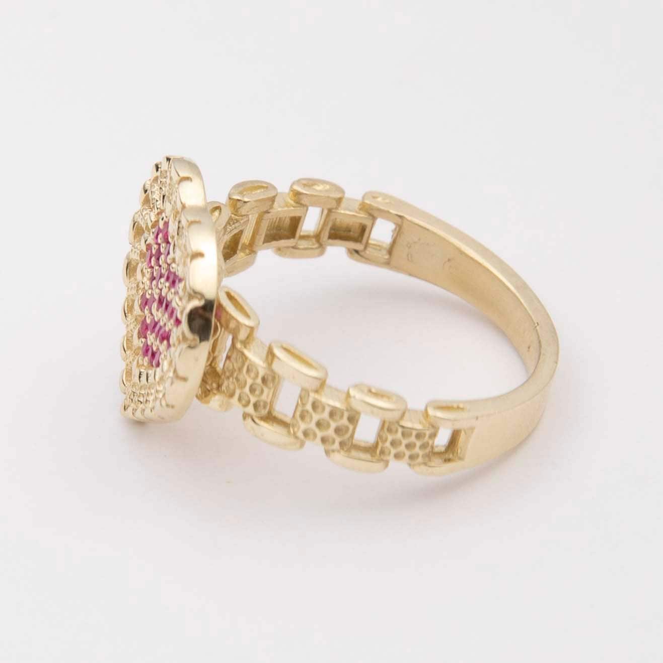 Railroad Design Colorful CZ Heart Ring 10K Yellow Gold - Etsy