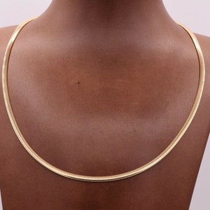 3mm Italian Reversible Omega Chain Necklace 14K Yellow Gold Clad Silver 925