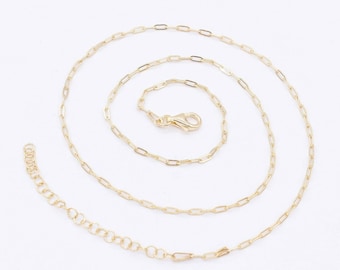 1.6mm Adjustable Paperclip Choker Chain Necklace Yellow Gold Clad Silver 925