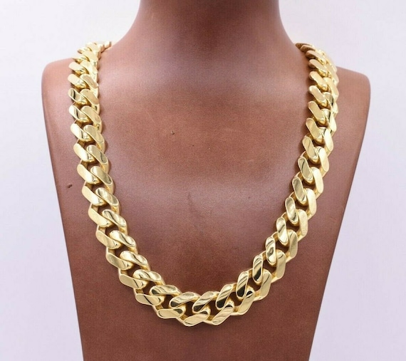 15mm Miami Cuban Royal Curb Chain Necklace CZ Box Clasp Real 14K