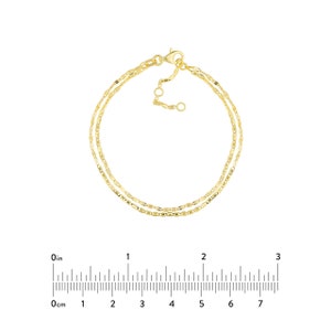 1.6mm Valentino and Hammered Forzentina Chain Bracelet Real 14K Yellow Gold 7 1/2" image 4