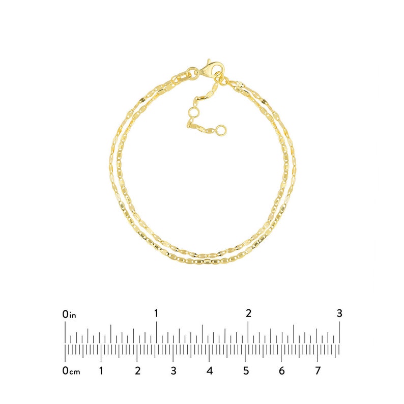 1.6mm Valentino and Hammered Forzentina Chain Bracelet Real 14K Yellow Gold 7 1/2" image 4