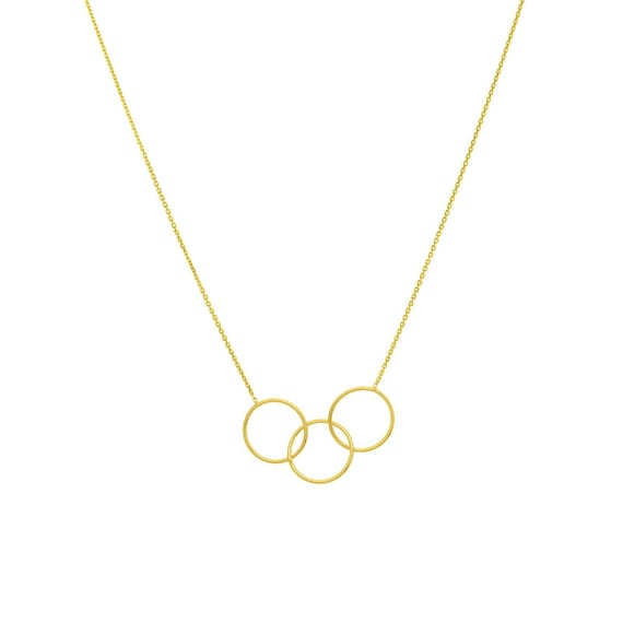 Triple Circle Necklace Real 14K Yellow Gold 18 Etsy