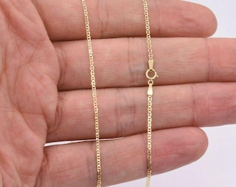 1.4mm Mariner Anchor Link Necklace Chain Real 10K Yellow Gold All Sizes