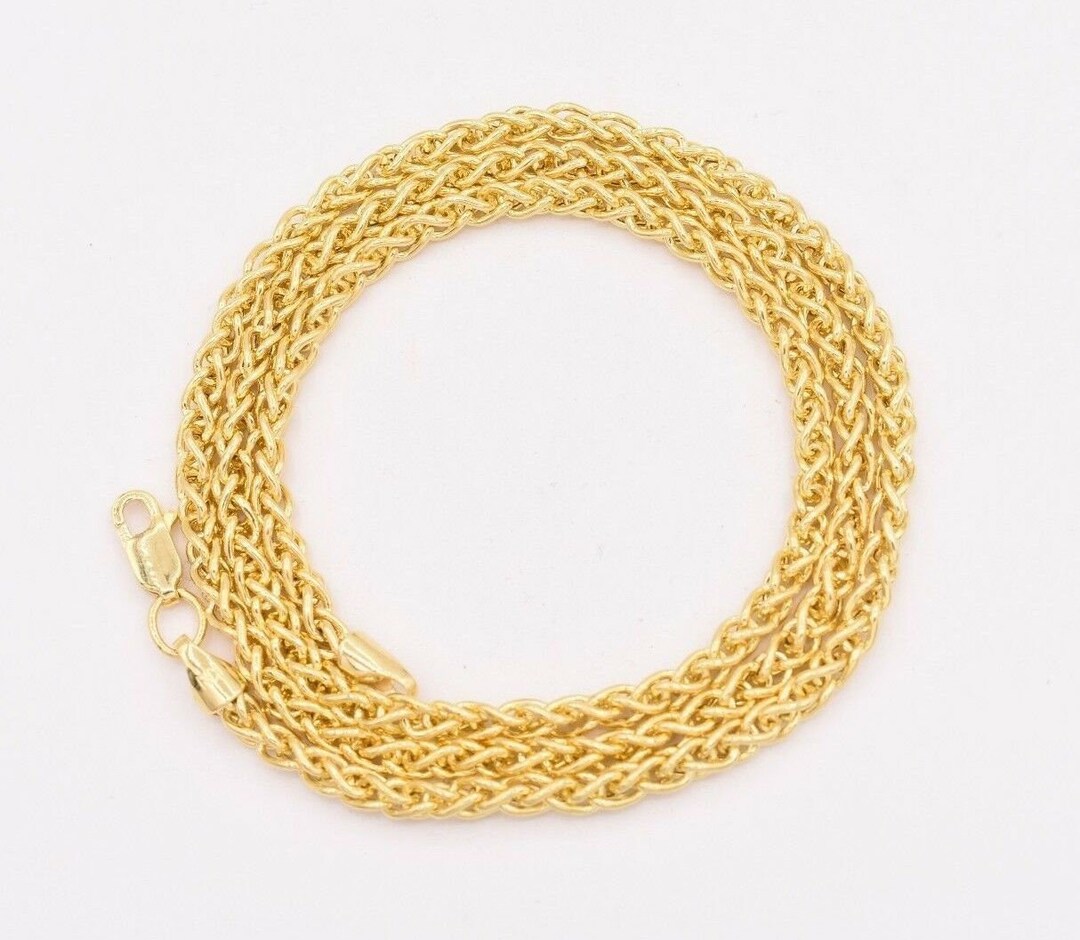 Collana a catena di grano Spiga rotonda in oro giallo 14 carati, 16 -24 pollici, spessore 0,7 mm-1,0 mm - Italia Collana a catena di grano Spiga rotonda in oro giallo 14 carati, 16 -24 pollici, spessore 0,7 mm-1,0 mm - Italia