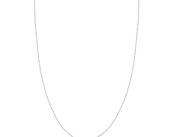 Collar de cadena trenzada brillante de Singapur de 1,7 mm en oro blanco real de 14 quilates