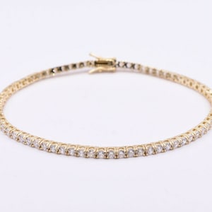 3mm Round Cut CZ Tennis Ankle Anklet Real Yellow Sterling Silver 925 9&quot;