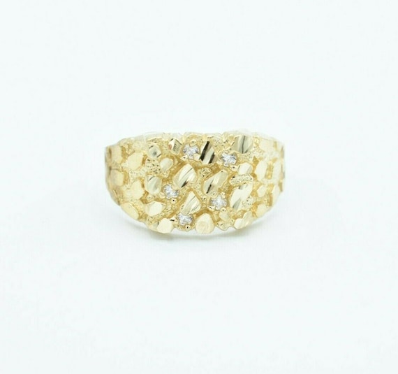 Real Solid 10K Yellow Gold  Mens Nugget Square Ring 12.5mm ALL Sizes