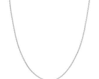 Collar de cadena tipo cable con corte de diamante de 2 mm en oro blanco auténtico de 14 quilates