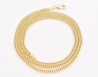 2mm Italian Square Franco Link Chain Necklace Real 10K Yellow Gold