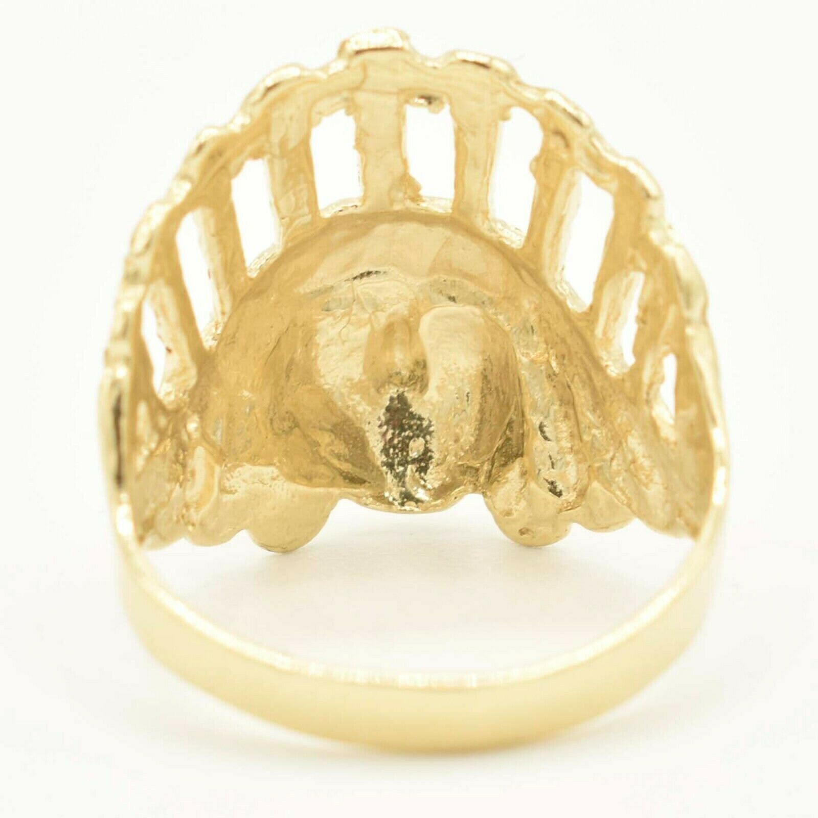 Bague Tête De Chef Indien En Or 14 Carats Tri-couleur - Taille 10, Pour Homme, Avec CZ