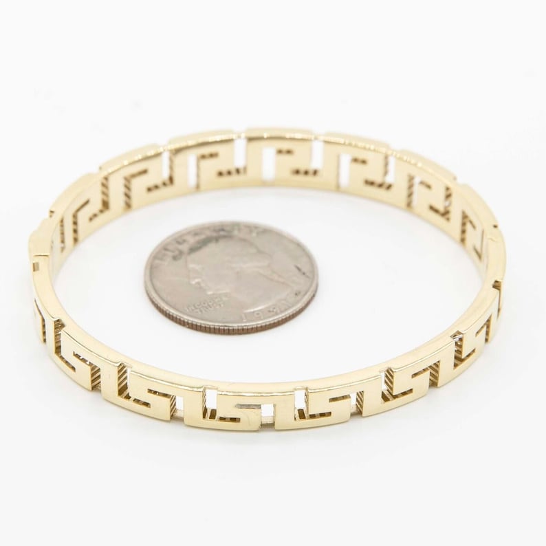 8mm Greek Key Design Bangle Real Solid 10K Yellow Gold Etsy UK