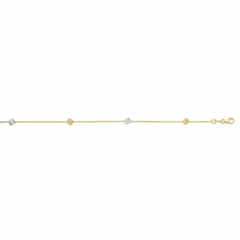7.5 Polished Cube Bracelet Real 14K Two Tone Yellow Gold 1.0gr