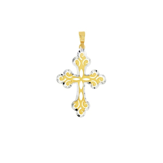 14k Yellow Gold Filigree Cross Pendant