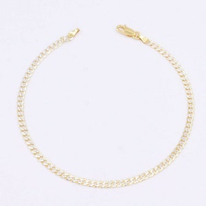 3mm Two-Tone Miami Cuban Link Ankle Anklet 14K Yellow Gold Clad Silver 925 9&quot;